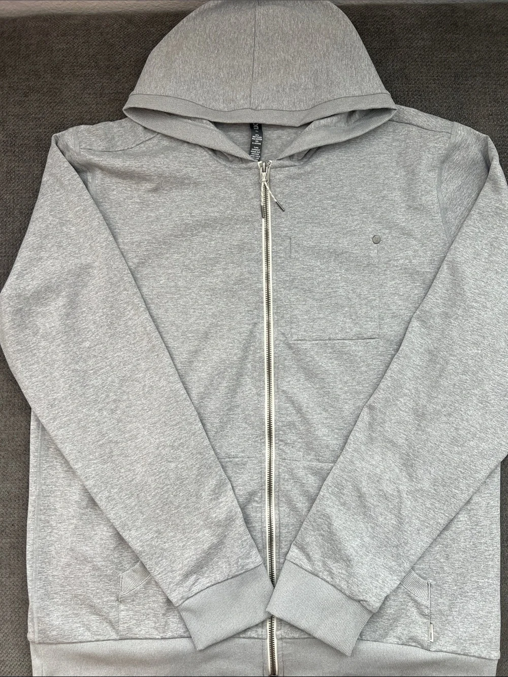 Vuori Heather Gray Full-Zip Hooded Sweater